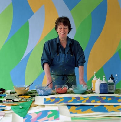 Painter Bridget Riley in her studio, photographed by Eamonn McCabe
