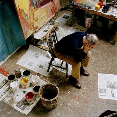 Painter Frank Auerbach in his studio, photographed by Eamonn McCabe
