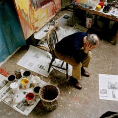 Painter Frank Auerbach in his studio, photographed by Eamonn McCabe