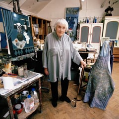 Painter Mary Fedden in her studio, photographed by Eamonn McCabe