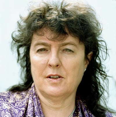 Black-and-white portrait of poet Carol Ann Duffy by Eamonn McCabe, circa 2002