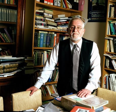 Portrait of poet Douglas Dunn in his study by Eamonn McCabe