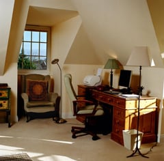 The writing room of novelist Hilary Mantel, photographed by Eamonn McCabe