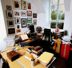 The home office of playwright and novelist Michael Frayn, photographed by Eamonn McCabe