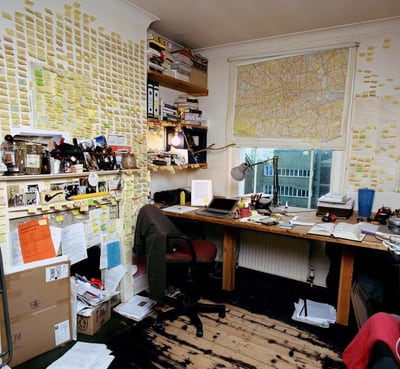 The writing room of novelist Will Self, photographed by Eamonn McCabe