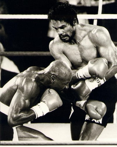 Marvin Hagler v Roberto Duran world middleweight title fight, photographed by Eamonn McCabe